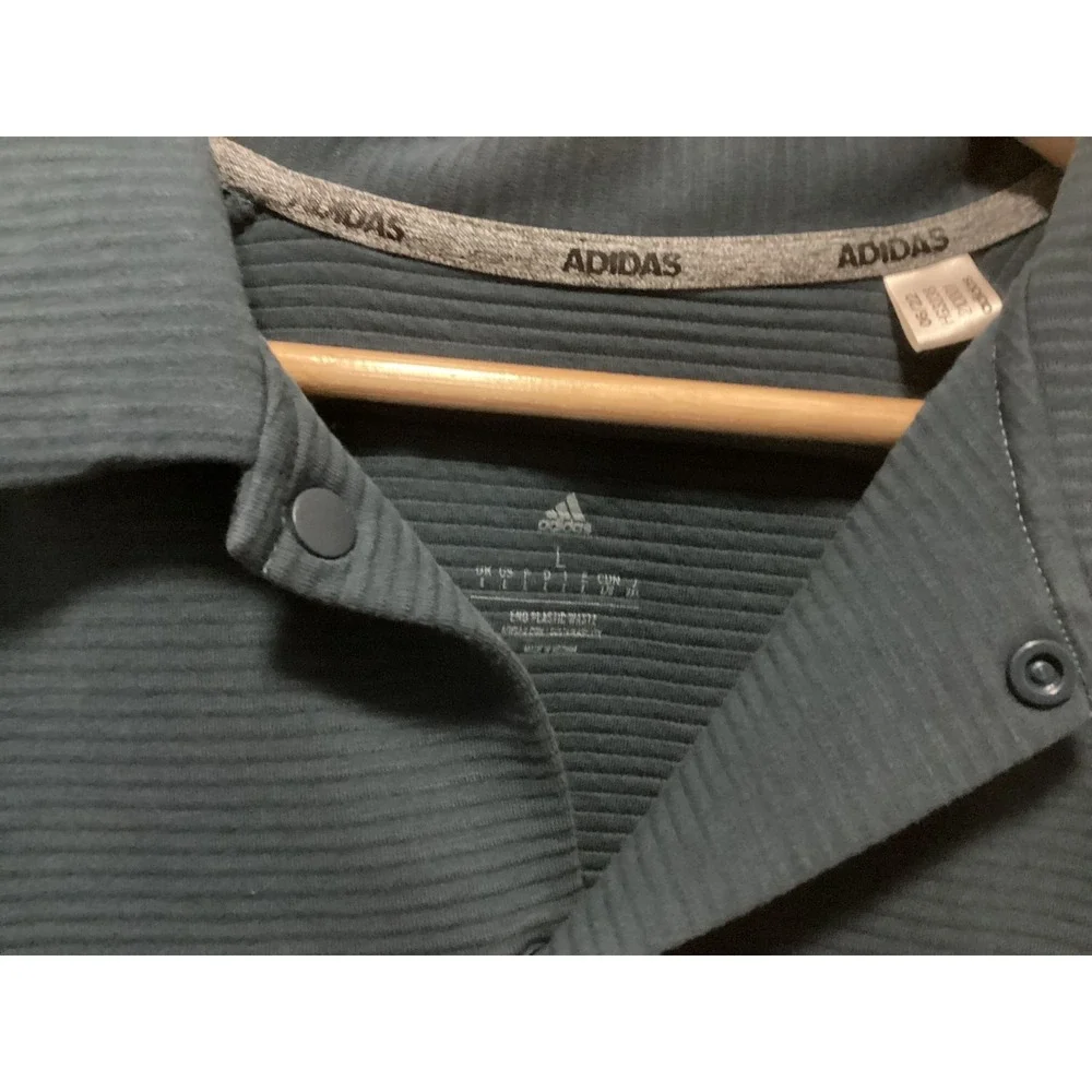 Adidas COLD.RDY Snap‎ Front Jacket Mens Large Teal Blue Ribbed HG3238
